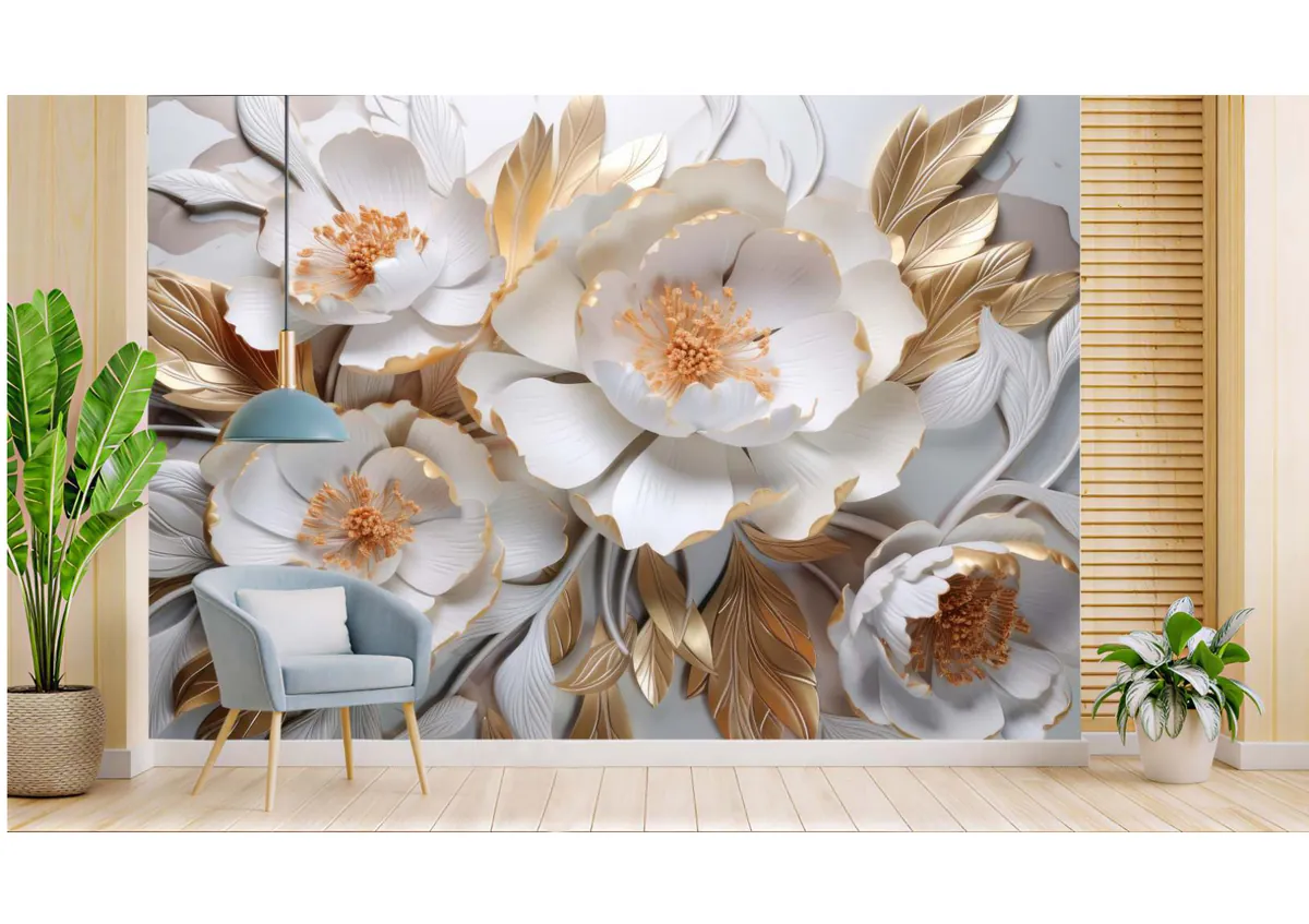 3D floral wallpaper